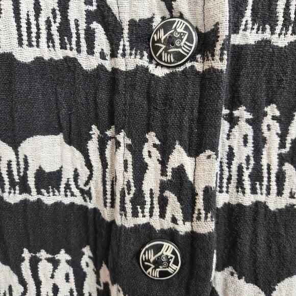 CHICO'S DESIGN Vtg 90s Artsy Indie Folksy Boho Llamas Alpacas Boxy Jacket M - Picture 3 of 11